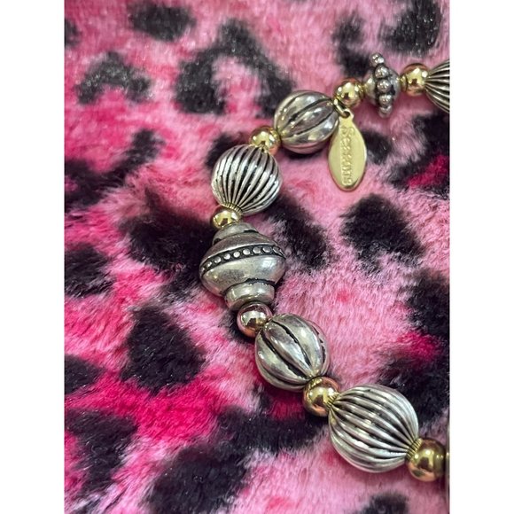 Season's Vintage Style Charmed‎ Gold Slate Silver Glass Beaded Stretch Bracelet - Picture 6 of 7